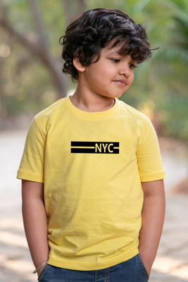 CHOMMBOOKA TREND Boys Typography Pure Cotton Regular T Shirt(Yellow, Pack of 1)