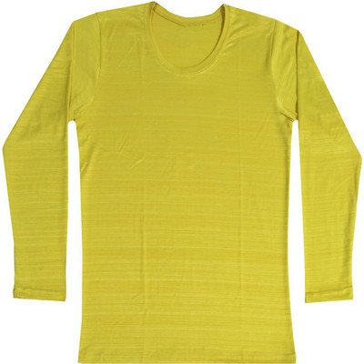Indistar Boys Solid Polyester Regular T Shirt(Yellow, Pack of 1)