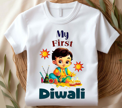PrintProNew Boys & Girls Printed Polyester Regular T Shirt(White, Pack of 1)