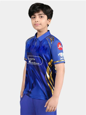 MSV Boys & Girls Printed Polyester Regular T Shirt(Blue, Pack of 1)