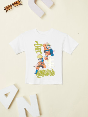 MAX Boys Printed Pure Cotton Regular T Shirt(White, Pack of 1)