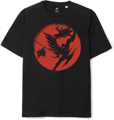 Dc by Wear Your Mind Boys Printed Pure Cotton Oversized T Shirt(Black, Pack of 1)