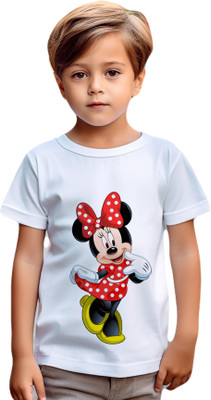 SKE Boys & Girls Graphic Print Cotton Blend Regular T Shirt(White, Pack of 1)