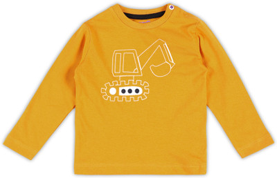 BabiesRus Boys Printed Pure Cotton Regular T Shirt(Yellow, Pack of 1)
