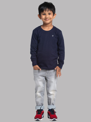 FRISKERS Baby Boys Solid Cotton Blend Regular T Shirt(Dark Blue, Pack of 1)