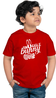 CHOMMBOOKA TREND Boys Typography, Printed Pure Cotton Regular T Shirt(Red, Pack of 1)