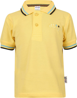 FabTag  - dongli Boys Solid Pure Cotton Regular T Shirt(Yellow, Pack of 1)