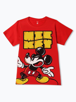 YK Disney Boys Printed Cotton Blend Regular T Shirt(Red, Pack of 1)
