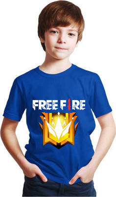 SHREE G CREATION Boys & Girls Printed Pure Cotton Regular T Shirt(Blue, Pack of 1)