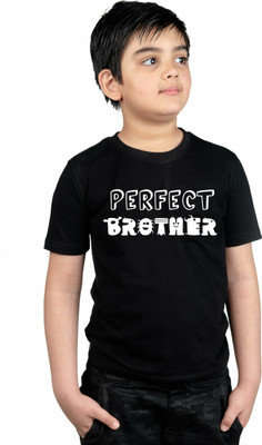 CHOMMBOOKA TRENDING Boys Typography Pure Cotton Regular T Shirt(Black, Pack of 1)