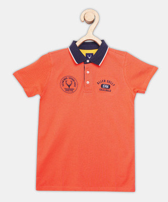 Allen Solly Boys Embroidered Pure Cotton Regular T Shirt(White, Pack of 1)