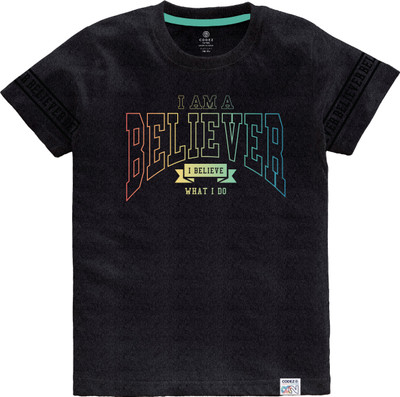 Codez Boys Printed Cotton Blend Regular T Shirt(Black, Pack of 1)