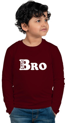 CHOMMBOOKA TRENDING Boys Typography Cotton Blend Regular T Shirt(Maroon, Pack of 1)