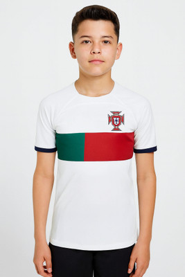 DOSTITCH Boys & Girls Printed Polyester Regular T Shirt(White, Pack of 1)