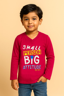 VACKY Boys & Girls Graphic Print Pure Cotton Regular T Shirt(Maroon, Pack of 1)