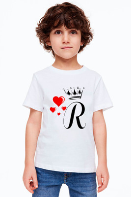 SQF Boys Typography, Printed, Graphic Print Polyester Regular T Shirt(White, Pack of 1)