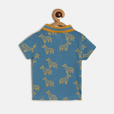MINI KLUB Boys Graphic Print Pure Cotton Regular T Shirt(Blue, Pack of 1)
