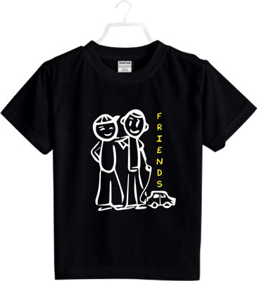 Mahi Fab Trend Boys Graphic Print Polyester Oversized T Shirt(Black, Pack of 1)
