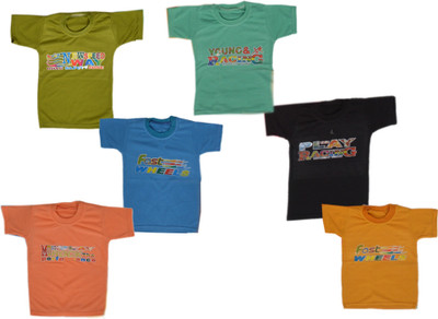 MA GROUPS OF CREATION Baby Boys Printed Cotton Blend Regular T Shirt(Multicolor, Pack of 6)