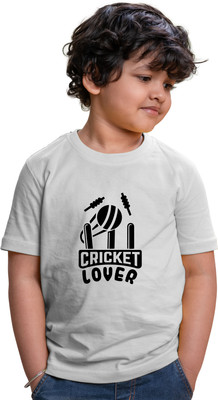 CHOMBOOKA Boys Typography, Printed Pure Cotton Regular T Shirt(Grey, Pack of 1)