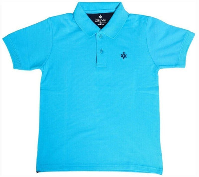 NeuVin Boys Solid Cotton Blend Regular T Shirt(Blue, Pack of 1)