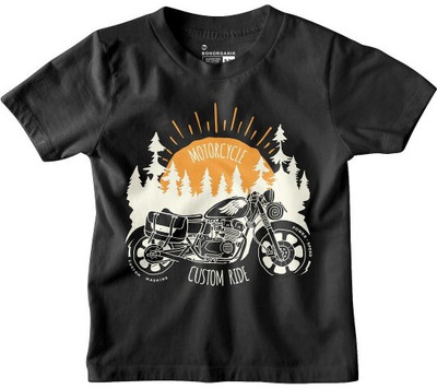 BonOrganik Boys Printed Pure Cotton Regular T Shirt(Black, Pack of 1)