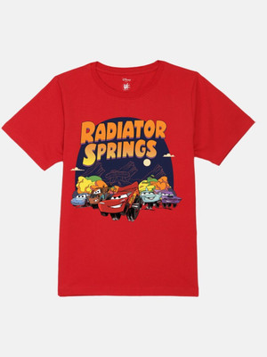 YK Disney Boys Printed Cotton Blend Regular T Shirt(Red, Pack of 1)