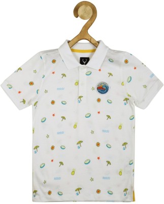 Allen Solly Boys Printed Pure Cotton T Shirt(White, Pack of 1)
