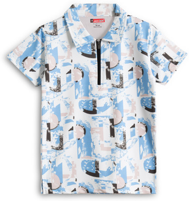 JACKBOY Boys Printed Polycotton Regular T Shirt(Blue, Pack of 1)