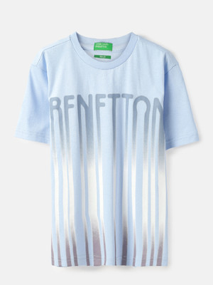 United Colors of Benetton Boys Ombre Pure Cotton Regular T Shirt(Blue, Pack of 1)