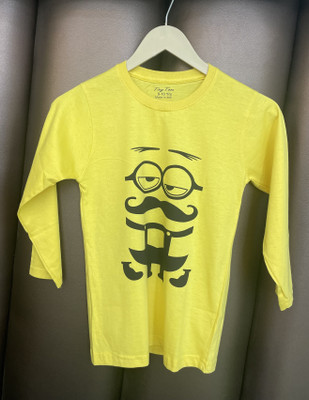 TINY TOON Boys & Girls Printed Cotton Blend Regular T Shirt(Yellow, Pack of 1)