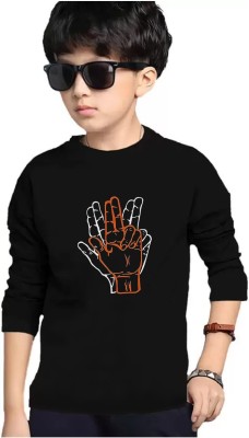 FastColors Boys Printed Cotton Blend T Shirt(Black, Pack of 1)
