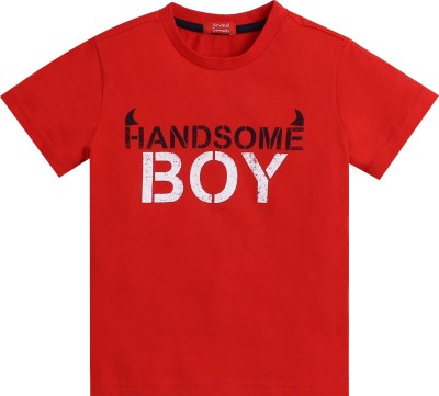 Arvind Garments Boys Typography, Printed Cotton Blend T Shirt(Multicolor, Pack of 1)