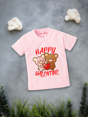 Babywish Boys Graphic Print Cotton Blend Regular T Shirt(Pink, Pack of 1)