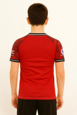 YUTU Boys & Girls Printed Polyester Regular T Shirt(Red, Pack of 1)