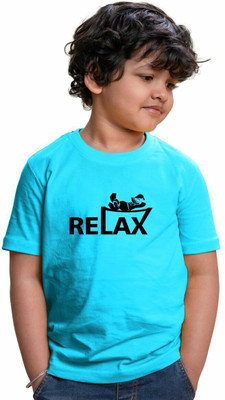 CHOMMBOOKA TREND Boys Printed Pure Cotton Regular T Shirt(Blue, Pack of 1)
