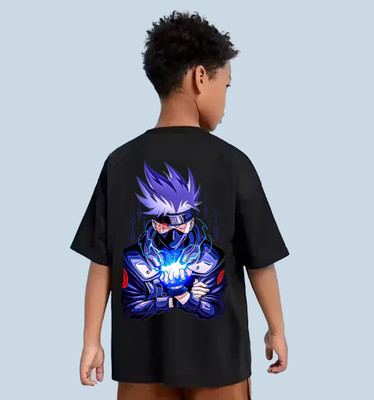 HIPHOPFASHION Boys Printed Cotton Blend Oversized T Shirt(Black, Pack of 1)