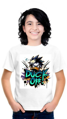 mahiifashionhub Boys Graphic Print Pure Cotton Regular T Shirt(White, Pack of 1)