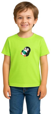 Sattitude Boys Printed Cotton Blend Regular T Shirt(Green, Pack of 1)