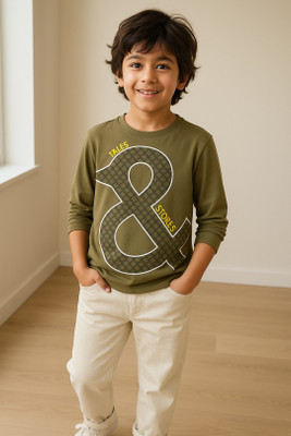 TALES & STORIES Baby Boys Printed Pure Cotton Regular T Shirt(Green, Pack of 1)