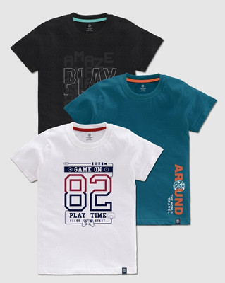 Codez Boys Printed Cotton Blend Regular T Shirt(Multicolor, Pack of 3)
