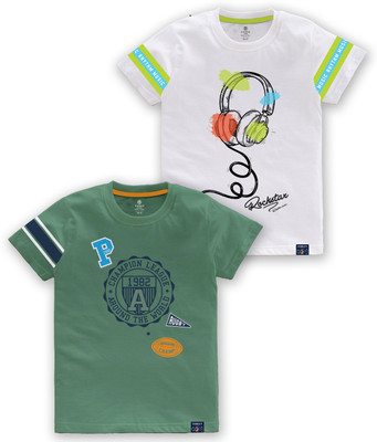 Codez Boys Printed Cotton Blend Regular T Shirt(Multicolor, Pack of 2)