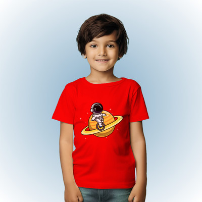 littlehaathee Boys Graphic Print Pure Cotton Regular T Shirt(Black, Pack of 1)