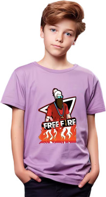 RJFASHIONS Baby Boys & Baby Girls Printed Polyester Regular, Slim T Shirt(Purple, Pack of 1)