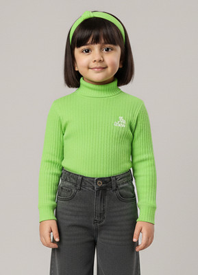 Zeal G Girls Solid Pure Cotton Regular T Shirt(Light Green, Pack of 1)