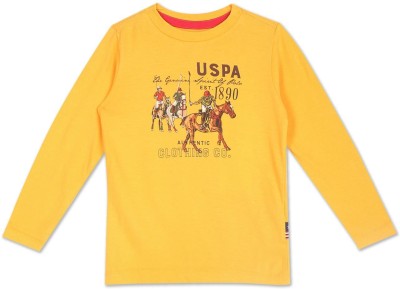 U.S. POLO ASSN. Baby Boys Printed Cotton Blend Regular T Shirt(Yellow, Pack of 1)