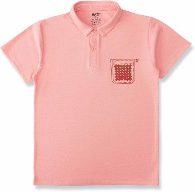 EN3 Boys Printed Pure Cotton T Shirt(Pink, Pack of 1)