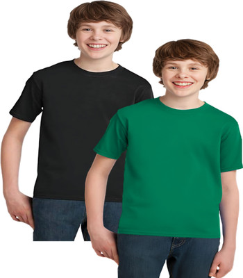 ORATEES Boys Solid Pure Cotton Regular T Shirt(Multicolor, Pack of 2)