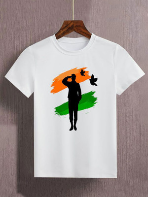 Kp Printofashions Boys & Girls Printed Polyester Regular T Shirt(White, Pack of 1)