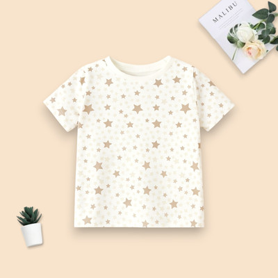 StyleDust Baby Boys Printed Polycotton Regular T Shirt(White, Pack of 1)